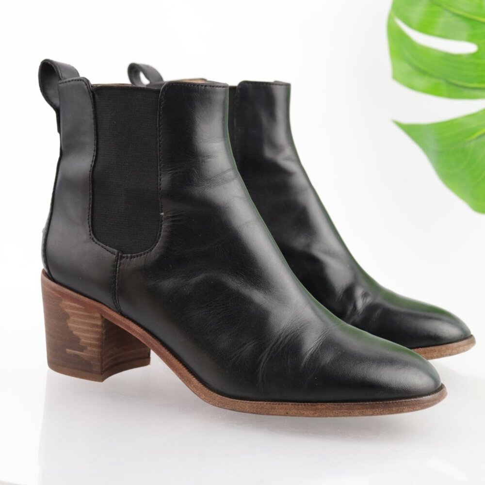 Madewell‎ Womens Frankie Boots Size 9 Black Leather Chelsea Booties Block Heels